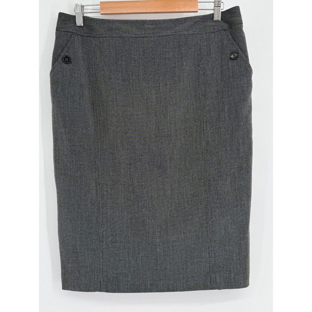Charter‎ Club Womens Gray Micro Check Pencil Skirt Sz 12 Stretch Career Office